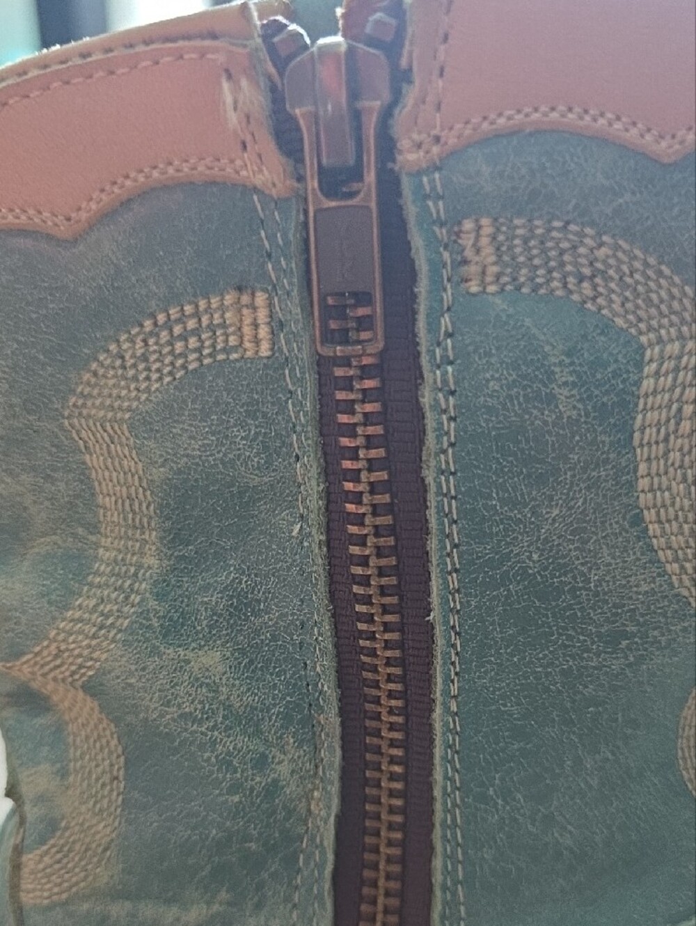 Caborca Distressed Turquoise Leather Western Ankle Booties - Picture 15 of 15
